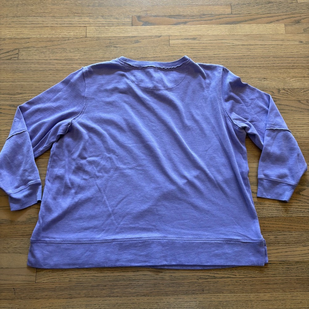 Coldwater Creek Womens Purple Raw Hem Long Sleeve Sweatshirt PM Petite Medium - Picture 6 of 6